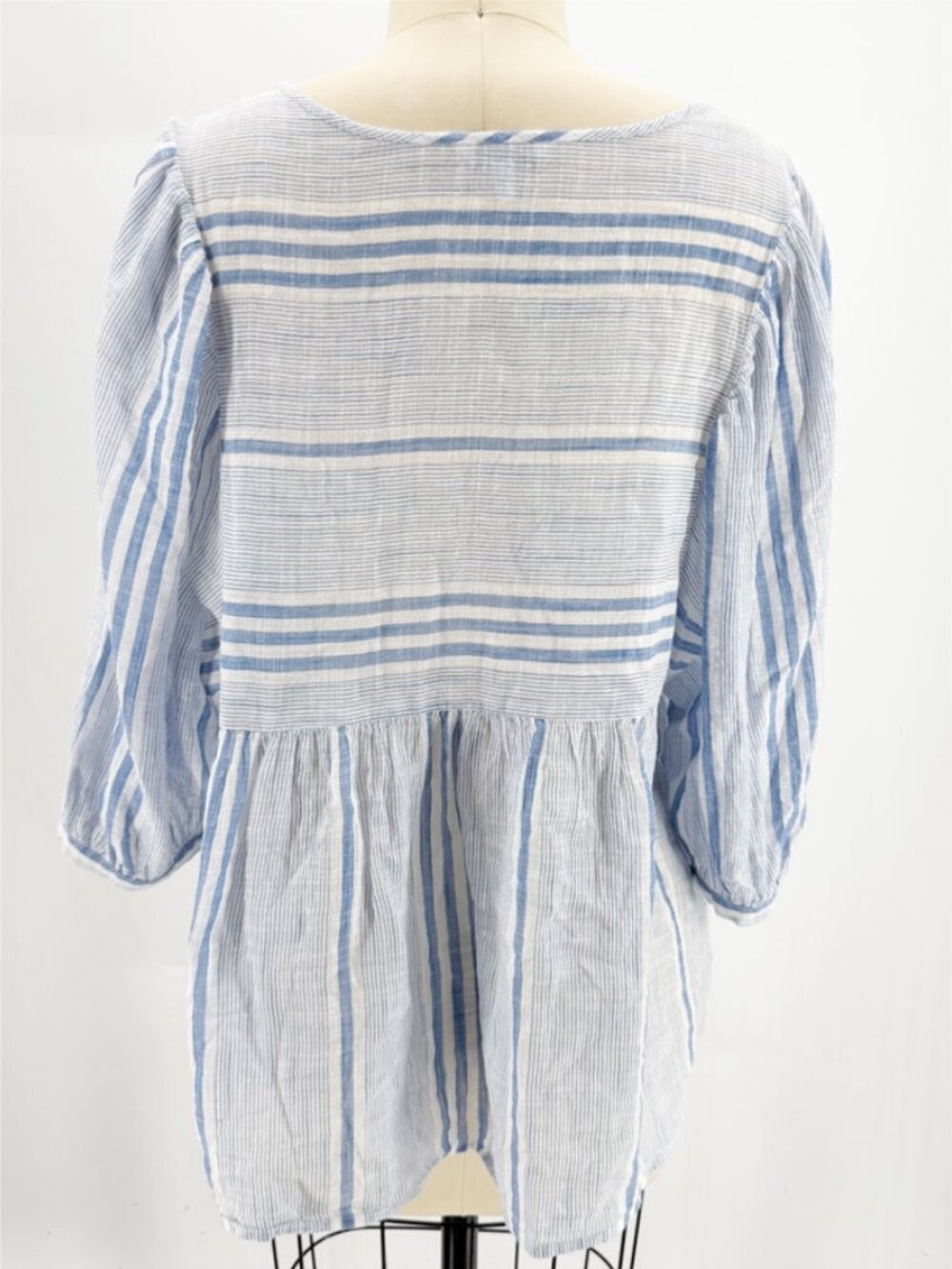 Lucky Brand cindy stripe peasant top blue multi L - Picture 4 of 11